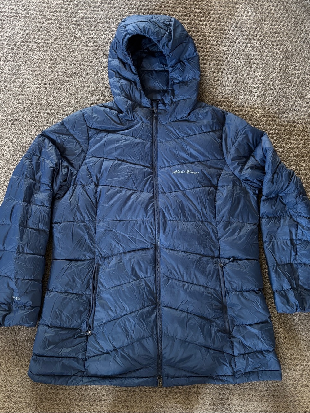 Eddie Bauer Navy Hooded Packable Puffer Coat XL